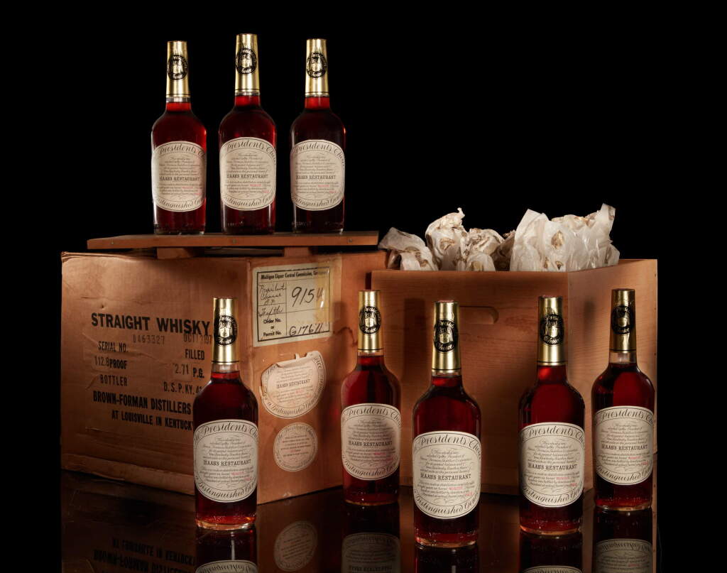 View full screen - View 1 of Lot 166. The President's Choice Private Barrel Select 8 Year Old 112.8 Proof 1970 (12 Bottles 4/5 Quart).