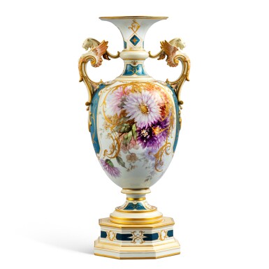 View full screen - View 1 of Lot 234. A Berlin (K.P.M.) Porcelain Vase and Stand, Late 19th Century.
