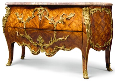 View full screen - View 1 of Lot 153. A LOUIS XV GILT-BRONZE MOUNTED KINGWOOD BOMBÉ COMMODE, STAMPED MIGEON PART MID-18TH CENTURY.