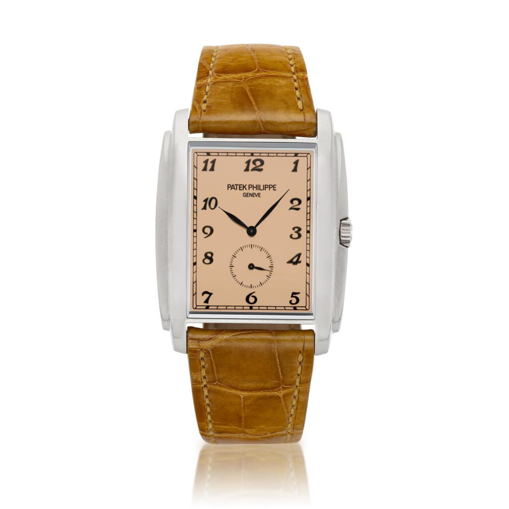 View full screen - View 1 of Lot 2232. Gondolo, Reference 5124 | A white gold wristwatch with salmon dial, Made in 2008 | 百達翡麗 | Gondolo 型號5124 | 白金腕錶,備鮭魚色錶盤,2008年製.