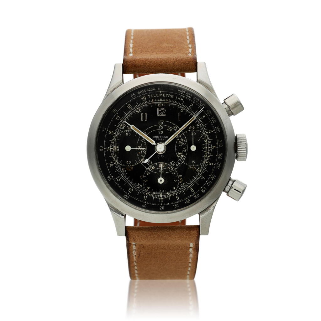 View full screen - View 1 of Lot 51. Reference 22410, A stainless steel chronograph wristwatch, Circa 1940.