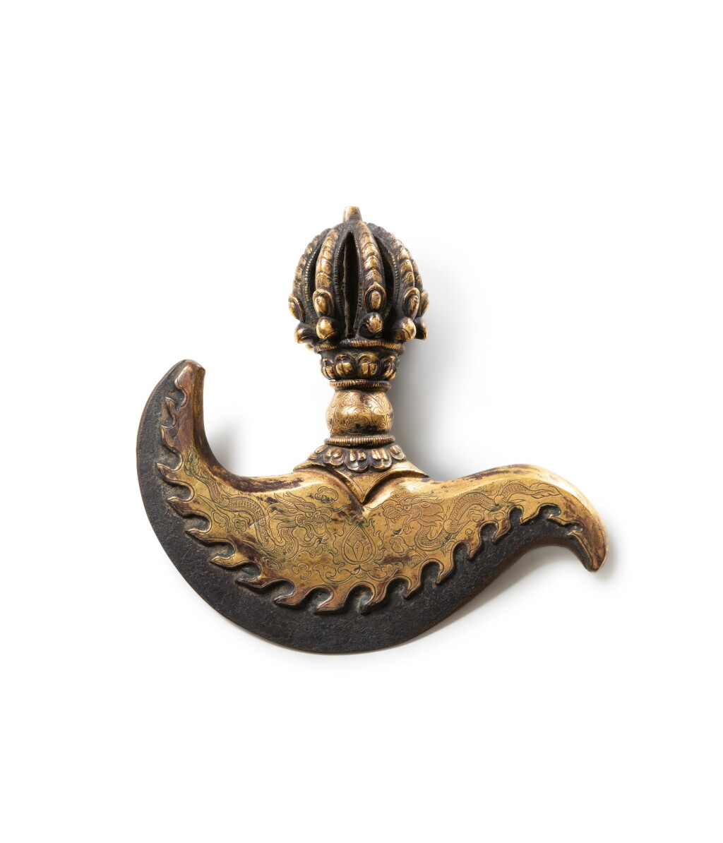 View full screen - View 1 of Lot 182. A copper-alloy Kartrika (knife), Tibet, 18th-19th century | 西藏 十八至十九世紀 合金銅卡蒂卡(刀).