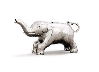 View full screen - View 1 of Lot 31. A German silver novelty cream jug in the form of an elephant, circa 1900,.