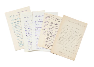 View full screen - View 1 of Lot 43. 5 lettres autographes signées, 1880-1925. Où il est question de l'Olympia de Manet, de Renoir, d'un ouvrage sur l'impressionnisme, etc..