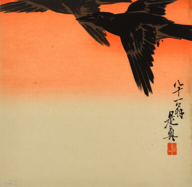 View full screen - View 1 of Lot 86. SHIBATA ZESHIN (1807–1891), MEIJI PERIOD, LATE 19TH CENTURY | CROWS .