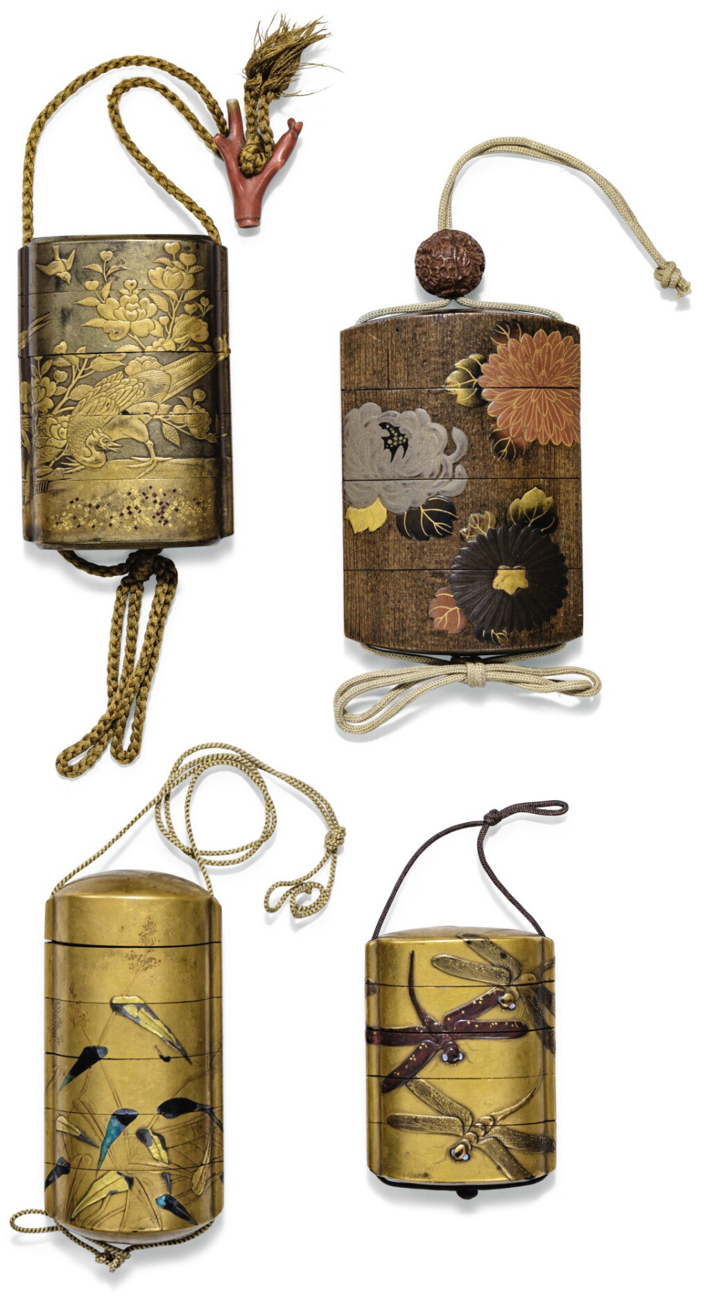 View full screen - View 1 of Lot 190. ENSEMBLE DE QUATRE INRO EN LAQUE JAPON, XVIIIE-XIXE SIÈCLE | Four lacquer inro, Japan, 18th/19th century.