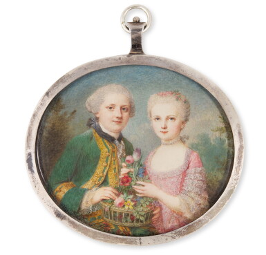 View full screen - View 1 of Lot 145. FRENCH SCHOOL, CIRCA 1750 | A double portrait, traditionally identified as Louis Alexandre de Bourbon, Prince of Lamballe (1747-1768) and his sister Louise Marie Adélaïde de Bourbon-Penthièvre, Duchess of Orléans (1753-1821).