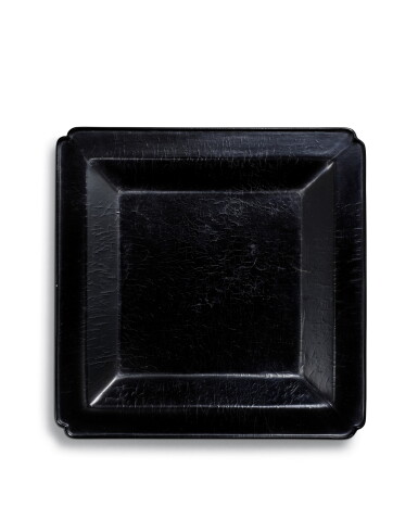 View full screen - View 1 of Lot 9881. A square black lacquer dish, Southern Song dynasty | 南宋 黑漆倭角折沿方盤.