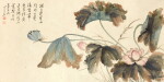 Pu Ru, Lotus | 溥儒 荷塘雨過 設色紙本 鏡框