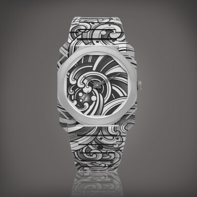 View full screen - View 1 of Lot 2124. Octo Finissimo Tattoo Acqua, Reference 103707 | A brand new limited edition titanium bracelet watch, Made for Chronopassion, Circa 2022 | 寶格麗 | OCTO FINISSIMO TATTOO ACQUA 型號103707 | 全新限量版鈦金屬鏈帶腕錶,為 CHRONOPASSION 而製,約2022年製.