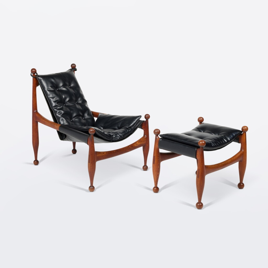 View full screen - View 1 of Lot 84. Four-Legged "Sling" Chair and Ottoman.