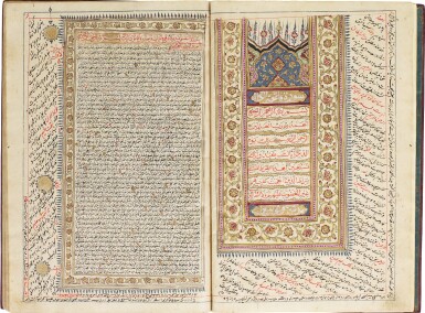 View full screen - View 1 of Lot 78. A LARGE ILLUMINATED QUR’AN, COPIED BY HAFIZ ‘ATA ‘ALLAH, INDIA, LATE 18TH/EARLY 19TH CENTURY.