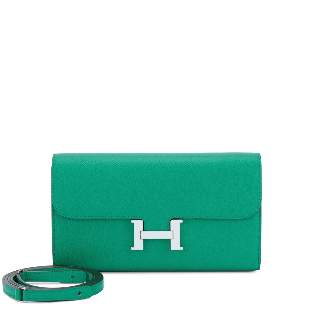 View full screen - View 1 of Lot 575. Vert Jade Epsom Constance-To-Go Wallet Bleu Brume Enameled Palladium Hardware, 2022.