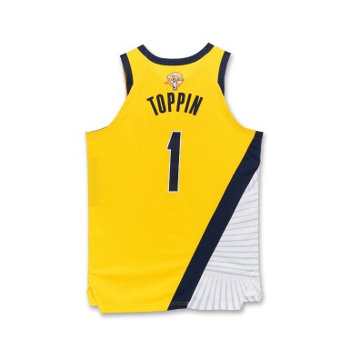 View full screen - View 1 of Lot 37. Obi Toppin Indiana Pacers 2025 NBA Finals Game Worn Statement Edition Jersey | Game 2 .