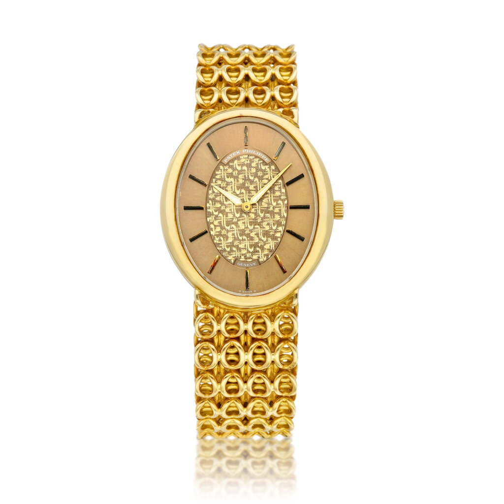 Voir en plein écran - Voir 1 du lot 8772. Reference 3598-1 | A yellow gold bracelet watch, Circa 1970 | 百達翡麗 | 型號3598-1 | 黃金鏈帶腕錶,約1970年製.