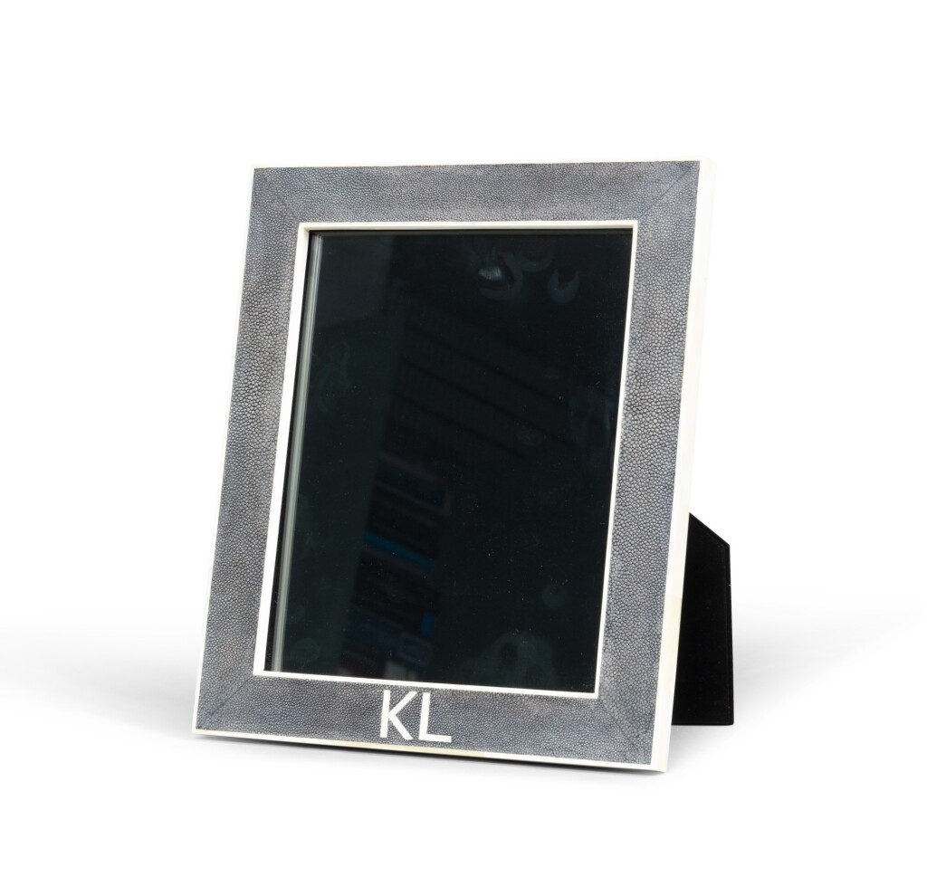 View full screen - View 1 of Lot 1001. A stingray and bone frame monogramed KL, modern | Cadre chiffré KL, en galuchat gris et os, travail moderne.