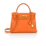 Orange Retourne Kelly 28cm in Calf Leather with Gold Hardware, 1990s