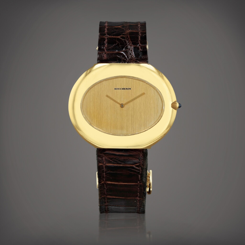 View full screen - View 1 of Lot 713. Montre bracelet oval en or jaune | Yellow gold oval wristwatch Vers 1970 | Circa 1970.