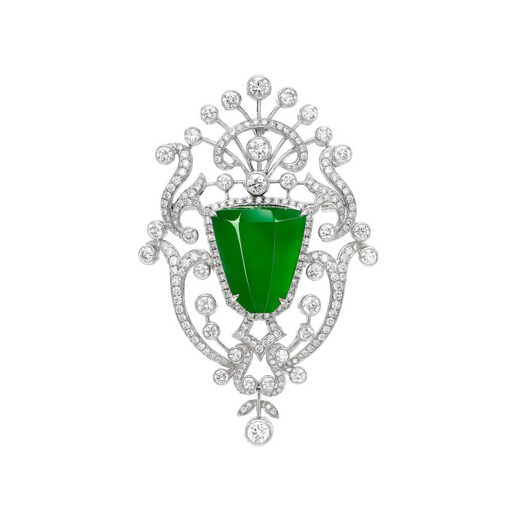 View full screen - View 1 of Lot 301. Jadeite and Diamond Brooch | 天然翡翠 配 鑽石 胸針.