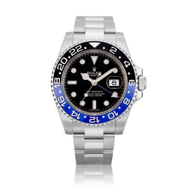 View full screen - View 1 of Lot 9006. Rolex | GMT-Master II "Batman", Reference 116710BLNR | A stainless steel dual time zone wristwatch with date and bracelet, Made for the Sultanate of Oman, Circa 2017 | 勞力士 | GMT-Master II "Batman" 型號116710BLN | 精鋼兩地時間鏈帶腕錶,備日期顯示,為阿曼之蘇丹王而製,約2017年製.