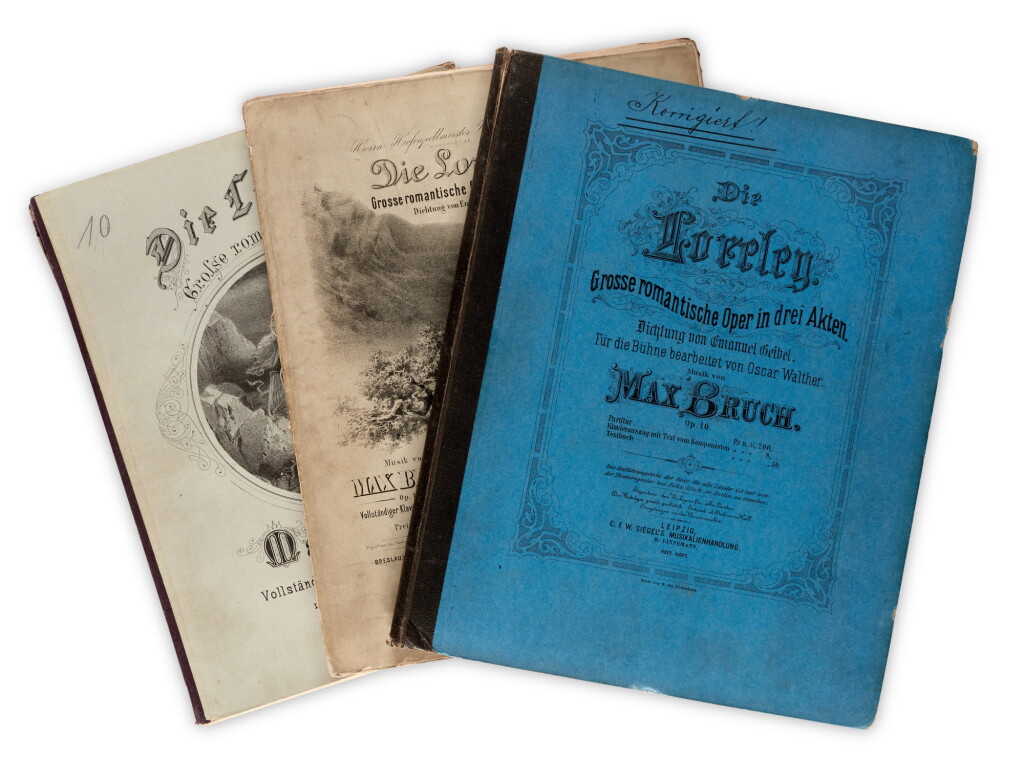 View full screen - View 1 of Lot 25. M. Bruch. First edition of the full score of the second, revised, version of "Die Loreley", corrected by Bruch, 1887.