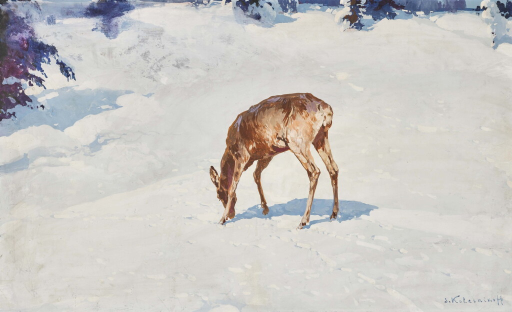 View full screen - View 1 of Lot 61. Deer in the Snow.