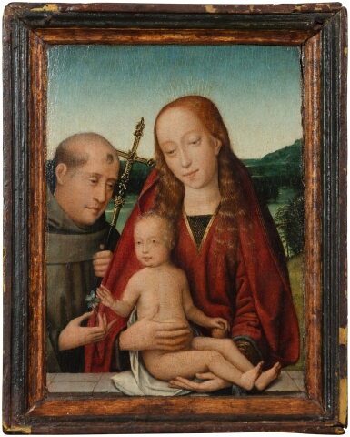 View full screen - View 1 of Lot 1. Virgin and Child with a Saint | Vierge à l'Enfant avec un saint.