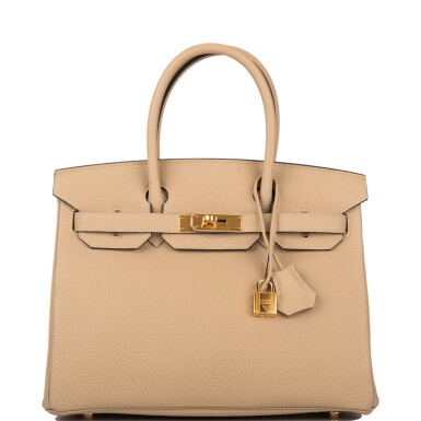 View full screen - View 1 of Lot 113. Hermès Trench Birkin 30cm of Togo Leather with Gold Hardware.