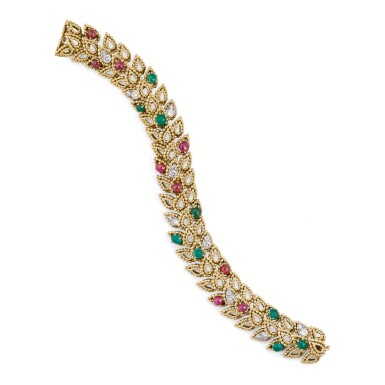 View full screen - View 1 of Lot 123. BRACELET PIERRES DE COULEUR ET DIAMANTS, VAN CLEEF & ARPELS, 1964 | GEM SET AND DIAMOND BRACELET, VAN CLEEF & ARPELS, 1964.