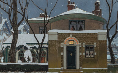 View full screen - View 1 of Lot 95. A house in the snow | Maison sous la neige.