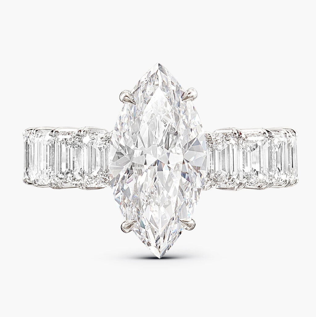 View full screen - View 1 of Lot 1751. Diamond Ring | 4.02克拉 欖尖形 D色 內部無瑕 鑽石戒指.
