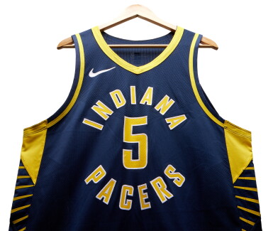 View full screen - View 1 of Lot 53. Jarace Walker Indiana Pacers 2023-2024 Game Issued Icon Edition Jersey.