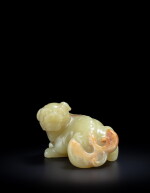 A yellow and russet jade carving of a bixie, Qing dynasty