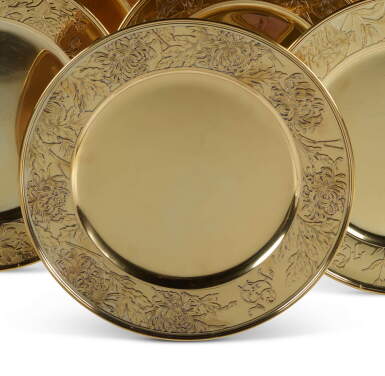 View full screen - View 1 of Lot 187. A Set of Twelve American Silver-Gilt Place Plates, Tiffany & Co., New York, Circa 1915.