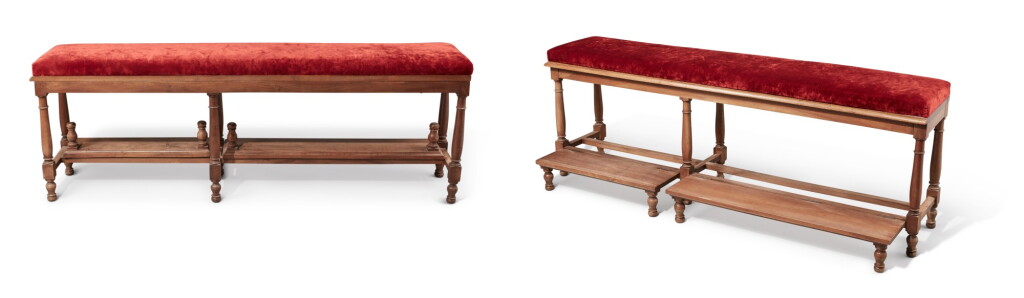 View full screen - View 1 of Lot 162. A Pair of Mahogany Banquettes de Billard, First Half 19th Century.