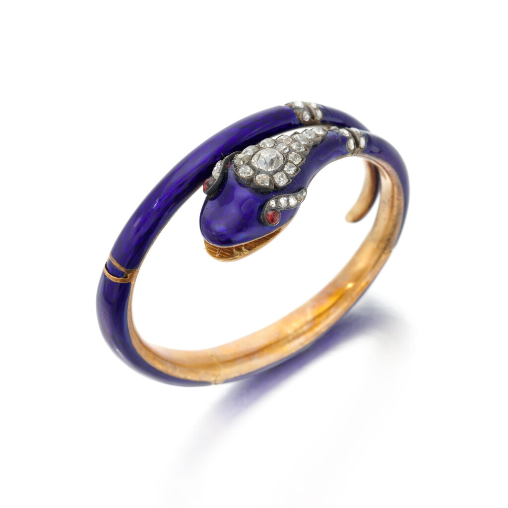 View full screen - View 1 of Lot 4. Diamond and enamel bracelet (Bracciale in smalto e diamanti).