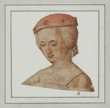 View full screen - View 1 of Lot 1. A study of a woman looking down, bust length.