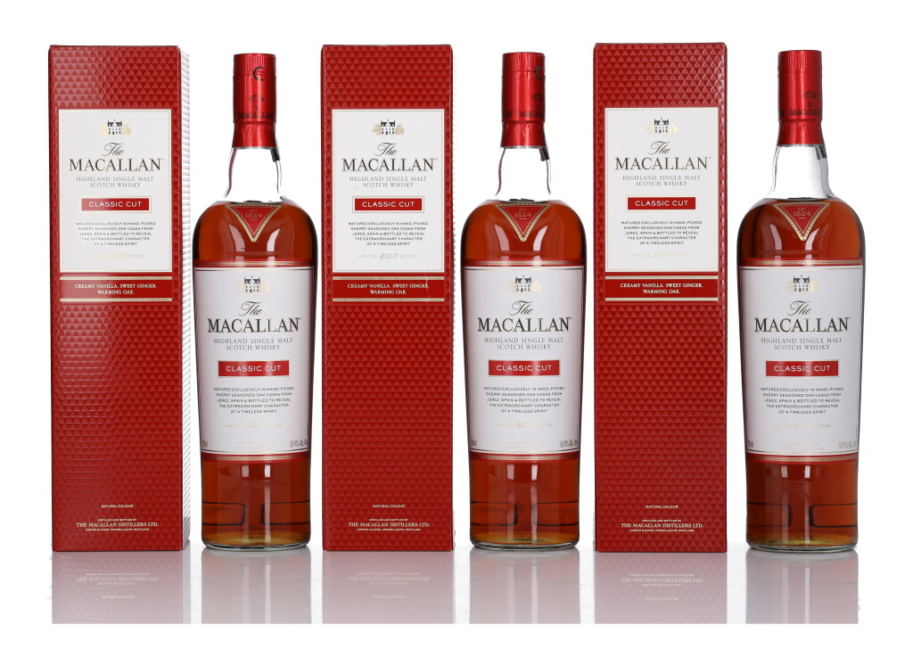 View full screen - View 1 of Lot 20. The Macallan Classic Cut 2017 Edition 58.4 abv NV (3 Bottles 75cl).