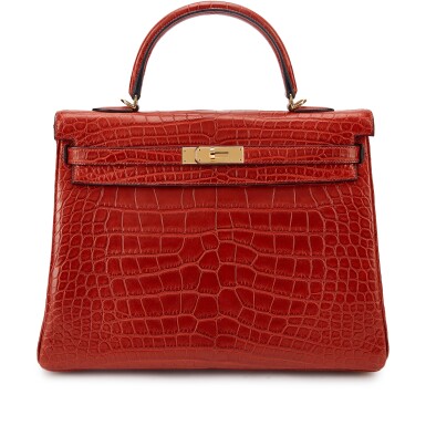 View full screen - View 1 of Lot 9789. Rouge H Matte Mississippiensis Alligator Kelly 35 Retourné Gold Hardware, 2012.