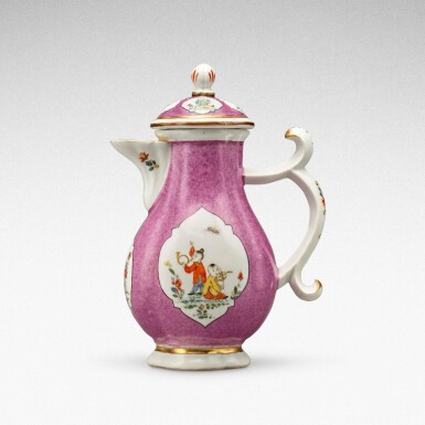 View full screen - View 1 of Lot 112. A Meissen purple-ground milk jug and cover, Circa 1730-35 .