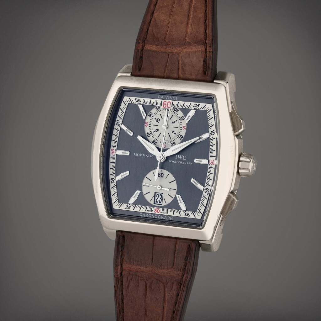 View full screen - View 1 of Lot 55. Reference 3764 Da Vinci | A white gold automatic rectangular chronograph wristwatch with date, Circa 2010.