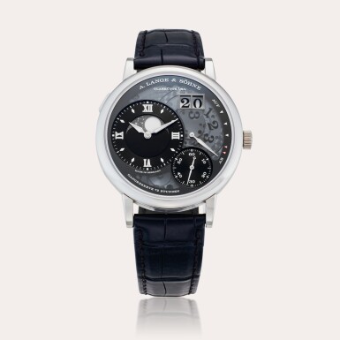 View full screen - View 1 of Lot 101. Reference 139.035F Grand Lange 1 Moon Phase 'Lumen' | A limited edition platinum semi-skeletonized wristwatch with date, power reserve indication and moon phases, Circa 2017.