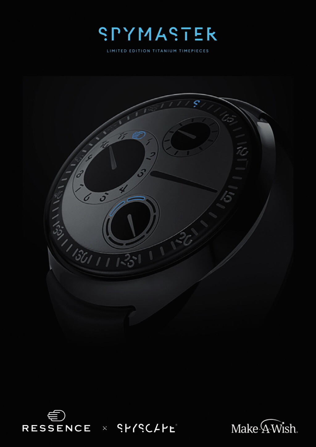 View full screen - View 1 of Lot 2251. Ressence | Spymaster, A limited edition titanium wristwatch with rotating dial and day of the week indication, with unique NFT digital artwork to celebrate its creation and authenticate it on the blockchain, sold to benefit the Make-A-Wish foundation, Circa 2021 | Spymaster 限量版鈦金屬腕錶,備迴轉錶盤及星期顯示,附帶獨一無二 NFT 非同質化代幣,備數位慶祝畫作及方塊鏈認證,為造福 Make-A-Wish 機構而售,約2021年製.