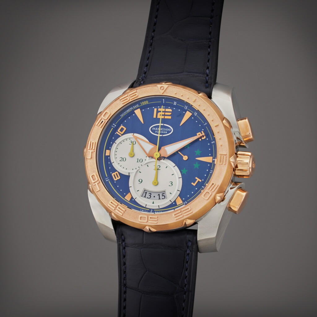 View full screen - View 1 of Lot 56. Reference PFC528 Pershing Chronograph CBF | A pink gold and titanium automatic chronograph wristwatch with date, Circa 2021.