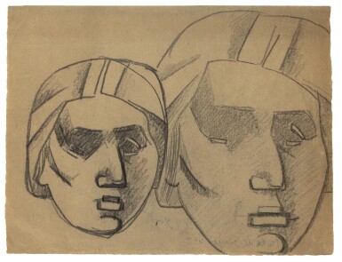 View full screen - View 1 of Lot 167. JULIO GONZÁLEZ | ETUDE DE VISAGES NO. 2.