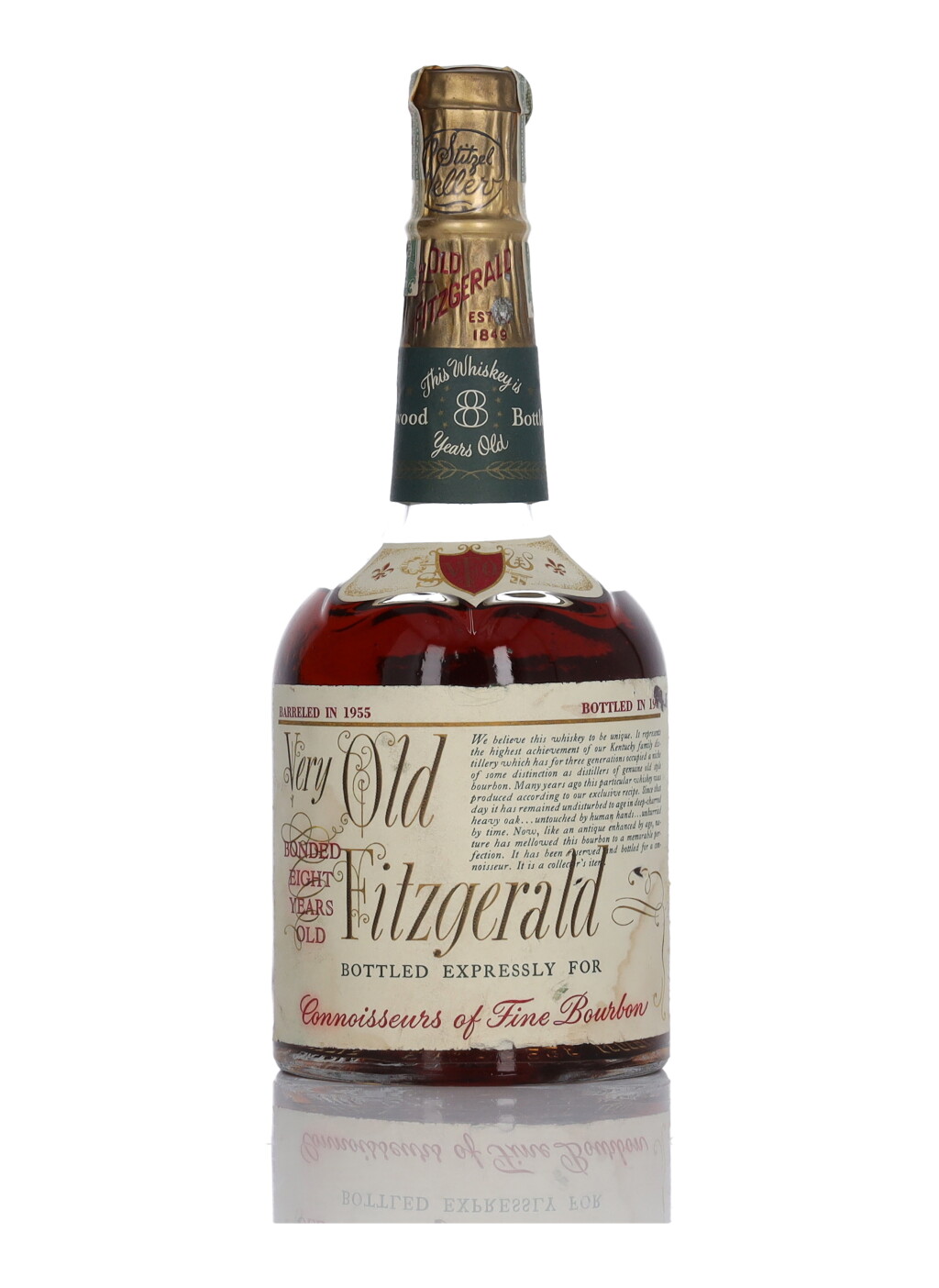 View full screen - View 1 of Lot 219. Very Old Fitzgerald 8 Year Old Bottled In Bond 100 Proof 1955 (1 Bottle 4/5 Quart).