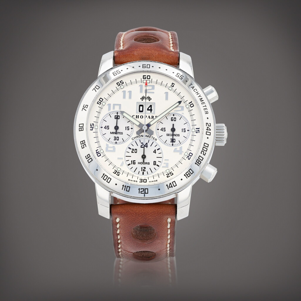 View full screen - View 1 of Lot 195. 'Jacky Ickx' 3, limited edition, reference Mille Miglia 8934 Montre bracelet en acier avec chronographe et date | Stainless steel chronograph wristwatch with date Vers 2005 | Circa 2005.