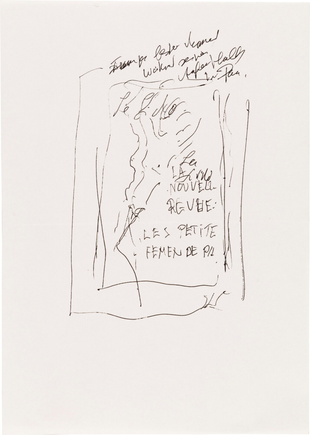 View full screen - View 1 of Lot 217. A preliminary sketch of a cover for a proposed magazine dedicated to the Femen movement.