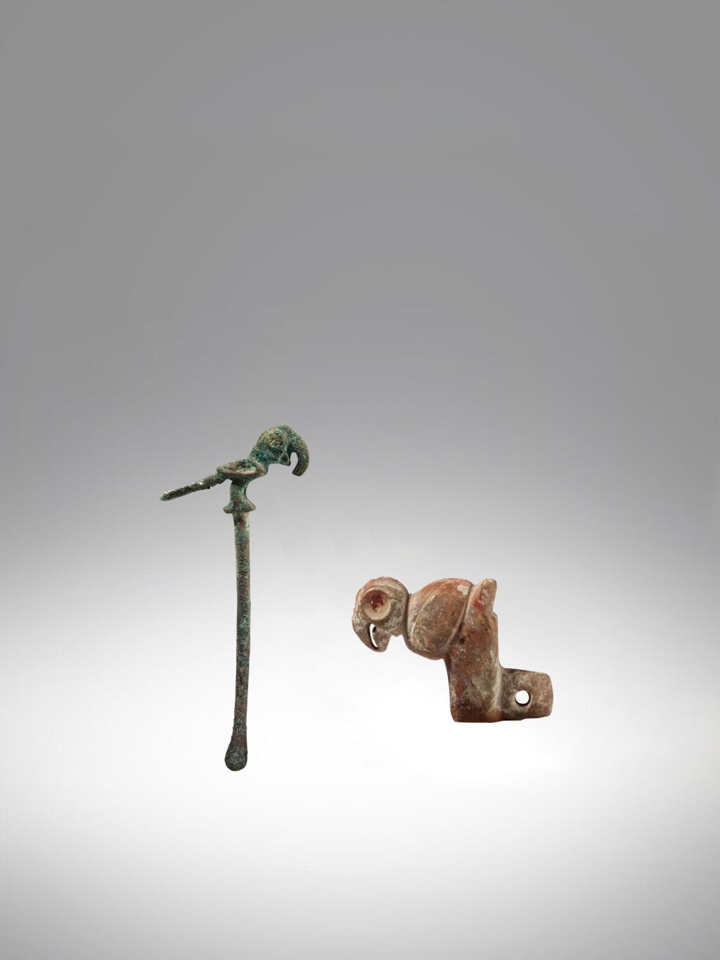 View full screen - View 1 of Lot 10. Two Late Horizon Objects of Avian Form, circa 200 - 500 AD.