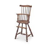 The Wister Family Brown-Painted Scroll-Carved Comb-Back Windsor High Chair, Philadelphia, Pennsylvania, Circa 1761